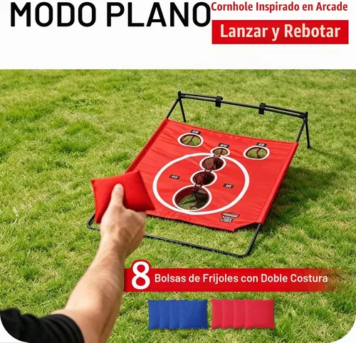 Vista 3 de BACKYARD ALL-STARS Juego de tablero de cornhole estilo arcade, juego de Cornhole de plástico negro para 1-2 jugadores, juego de cornhole portátil