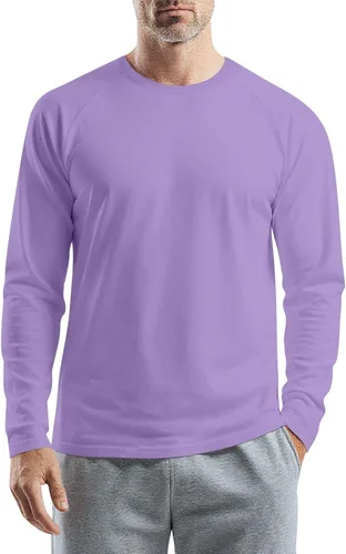Vista 19 de Camisetas para hombre, manga larga, color sólido, cuello redondo, camisetas básicas informales, M-3XL