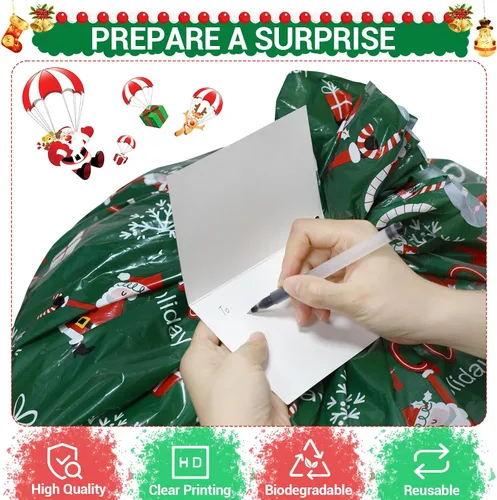 Vista 3 de ROSAUI Bolsas grandes de regalo de Navidad y tarjetas de regalo de Navidad, 3 bolsas de regalo de Navidad (44.09 x 35.43 pulgadas), bolsa de regalo
