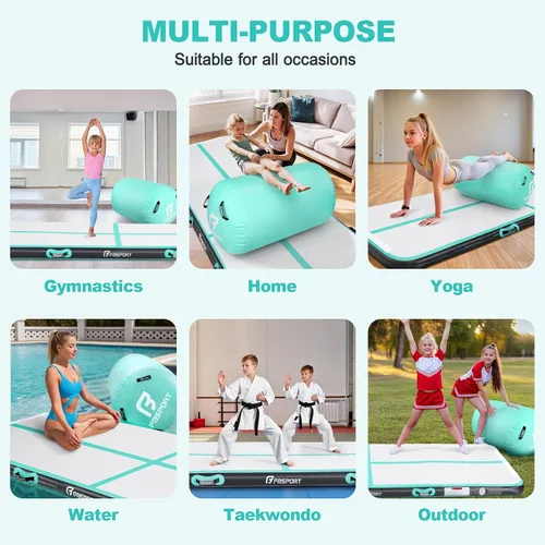 Vista 3 de Inflatable Air Gymnastics Mat 4 inches Thickness and Air Roller 40x23.6 inches with Electric Air Pump 10ft/13ft Training Mats for Home Use