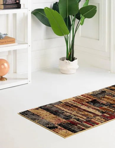 Vista 4 de Unique Loom Saturn Collection - Alfombra de área Vue (Runner 2 pies 2 pulgadas x 5 pies 0 pulgadas, multi/beige)