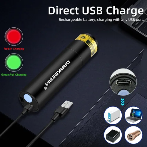 Vista 4 de DARKBEAM Linterna UV de 365 nm, Lámpara de Wood recargable por USB, portátil, luz negra, LED, luz ultravioleta, mini, detector para orina