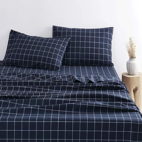 Vista 10 de Wake In Cloud - Sábanas geométricas, juego de sábanas de 4 piezas, juego de sábanas de cuadros a cuadros a cuadros a cuadros, ropa de cama estética