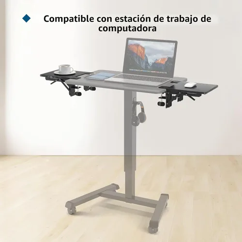 Vista 5 de BONTEC Ergonomic Desk Extender Tray, 9.5"x9.1" Wrist Rest Shelf Negro