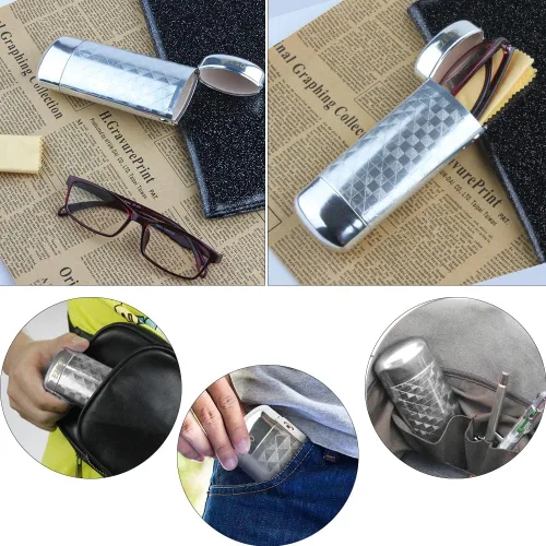 Vista 7 de EZESO - Estuche para gafas para gafas, carcasa de aluminio con celosía para montura pequeña
