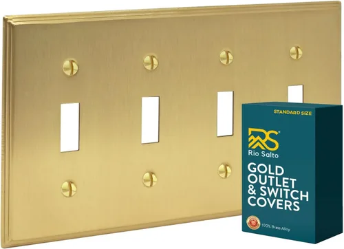 Vista 23 de Rio Salto BRASS Deco Collection - Placa de pared ciega de metal dorado de tamaño estándar, cubierta de salida resistente a la corrosión