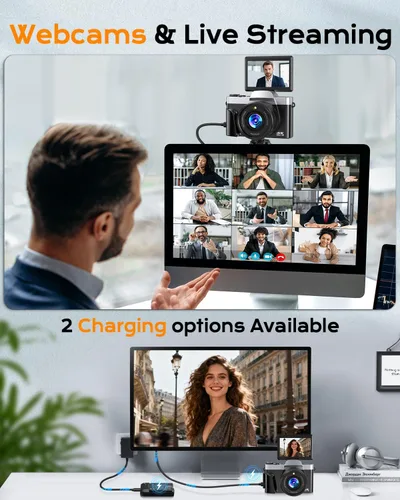 Vista 9 de Cámara digital 4K para enfoque automático de fotografía, cámara de vlogging WiFi de 64MP para YouTube con pantalla abatible de 180° de 3 pulgadas