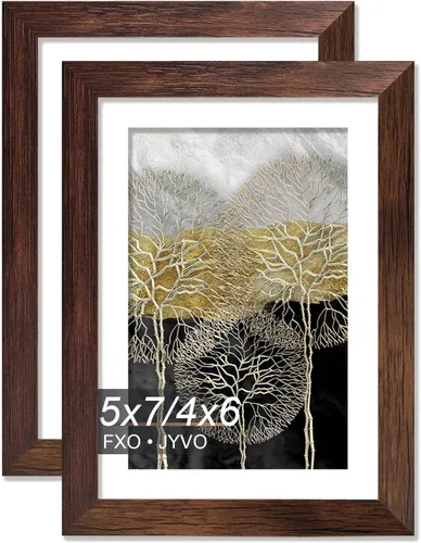 Vista 140 de Fxojyvo Marco de Fotos de 4x6, Muestra Foto de 3.5x5 con Paspartú o 4 x 6 Sin Paspartú, Liviano y de Alta Transparencia Marco de 4 por 6 para Pared