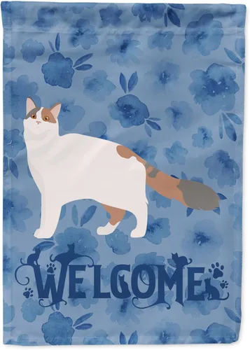 Vista 210 de Caroline's Treasures CK4813CHF - Bandera de bienvenida con gato abisinio azul, manga grande, para porche, para colgar en la pared, poliéster