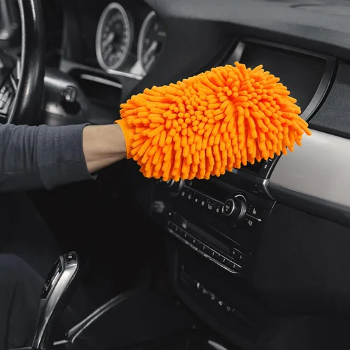 Vista 5 de Guante de lavado de autos, guante de felpilla para lavado de automóvil, guante de microfibra sin arañazos, guantes gruesos de doble cara