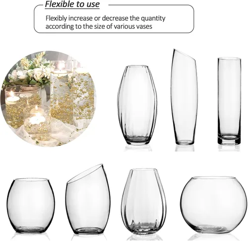 Vista 6 de 50 piezas de cadenas de perlas flotantes para velas flotantes, perlas artificiales para relleno de jarrones, decoraciones de mesa para centro
