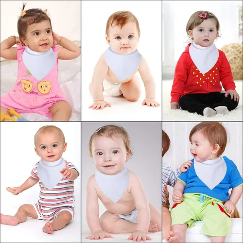 Vista 4 de Maiwa Baberos tipo bandana de algodón blanco para bebés, niñas y niños, para babeo y dentición, paquete de 8