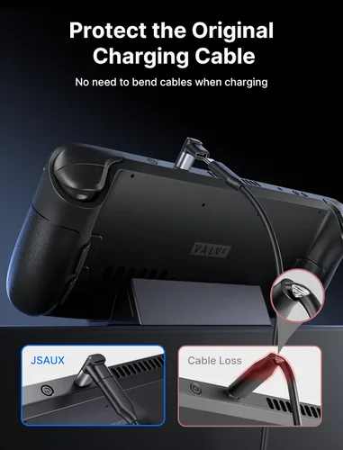 Vista 5 de JSAUX 90 Degree USB C Male to USB C Female Adapter + Steam Deck Screen Protector