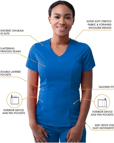 Vista 3 de Adar Pro - Conjunto médico moderno para mujer - Camiseta médica moderna con cuello en V y pantalón médico, pantalón de yoga