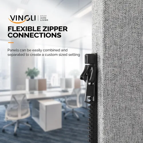 Vista 3 de VINGLI Divisor de habitación con pantalla, partición de privacidad independiente, paneles conectados con cremallera con ruedas, separador de espacio
