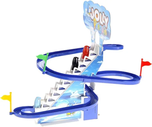 Vista 2 de PowerTRC Juego de deslizamiento de pingüino de 13 pulgadas, Jolly Penguin Race Escalera Escalera de pista deslizante para niños pequeños