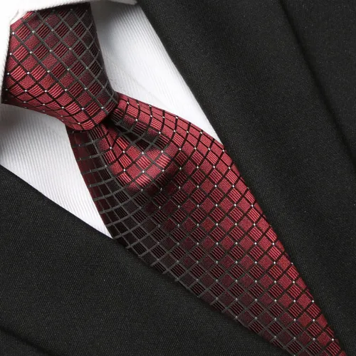 Vista 17 de KissTies Mens Checkered Tie Set Solid Color Festive Necktie + Pocket Square