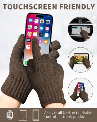 Vista 4 de Guantes térmicos de invierno, forro polar, para pantalla táctil, elásticos, cálidos, para correr, ciclismo, equitación, hombres y mujeres