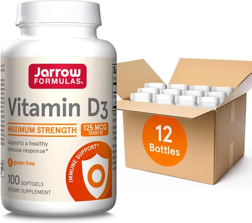 Vista 11 de Fórmulas vitamina D3 Jarrow, 5000IU, 100 geles suaves, D5000, 1, 1 Suplemento de vitamina D para la salud ósea, apoyo inmunológico y apoyo al