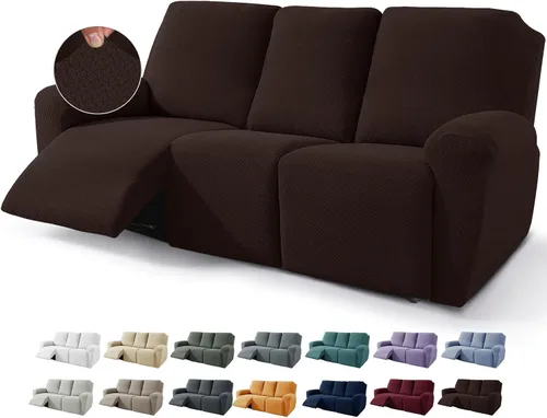 Vista 29 de JIVINER Fundas de sofá reclinable de 8 piezas, fundas elásticas de jacquard para sofá reclinable, fundas para sala de estar, protector suave de 3