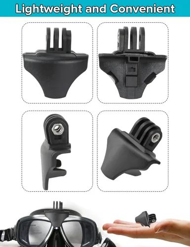 Vista 5 de Soporte de máscara de buceo para Go Pro, accesorio universal para cámara de buceo, soporte de buceo compatible con populares máscaras de doble lente