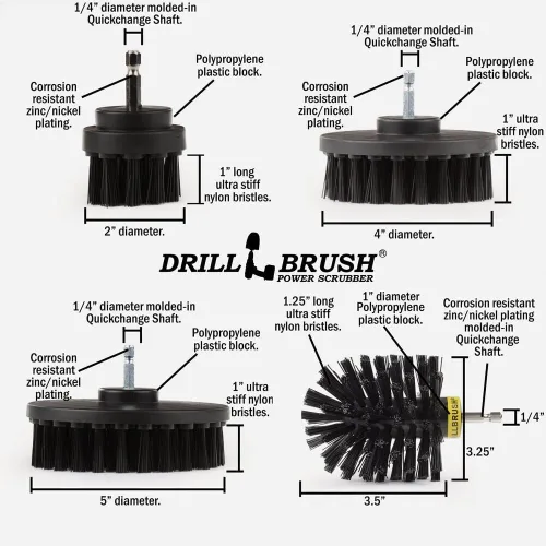 Vista 5 de Drillbrush Kit de limpieza para parrilla de barbacoa, cepillo seguro de nailon para parrilla, juego de cepillos de taladro, accesorios de limpieza