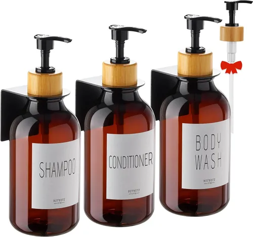 Vista 9 de VITVITI Dispensador de champú y acondicionador, dispensador de jabón de ducha de gel corporal montado en la pared, 3 cámaras, botellas de ducha