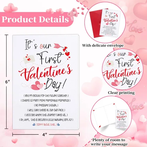 Vista 7 de D24TIME Divertida tarjeta de felicitación para el primer día de San Valentín para novio/novia, tarjeta de felicitación con sobre, romántica