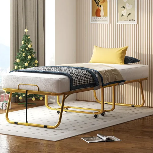 Vista 8 de PUREMIND Cama plegable con colchón de 4 pulgadas para adultos, cama plegable individual de 75 x 31 pulgadas, camas plegables portátiles, camas
