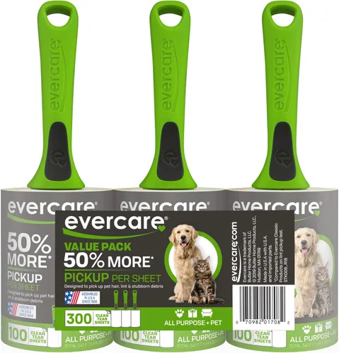 Vista 8 de Evercare Rodillos de pelusa para mascotas multiusos, 100 hojas fáciles de rasgar por rollo, rodillo adhesivo reutilizable para mascotas, gatos