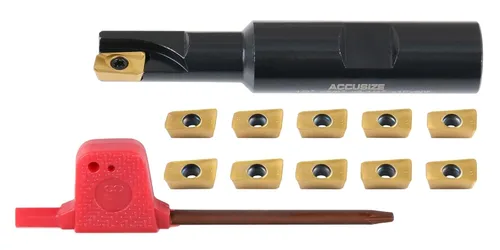 Vista 20 de Accusize Industrial Tools Molino de extremo indexable de hombro cuadrado de 90 grados de 1/2 '' con insertos de carburo Apkt11T3, 0056-0913