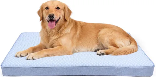 Vista 9 de Cama refrescante para perros grandes, cama ortopédica de espuma viscoelástica para mascotas con funda extraíble lavable, ideal para perros Rosa