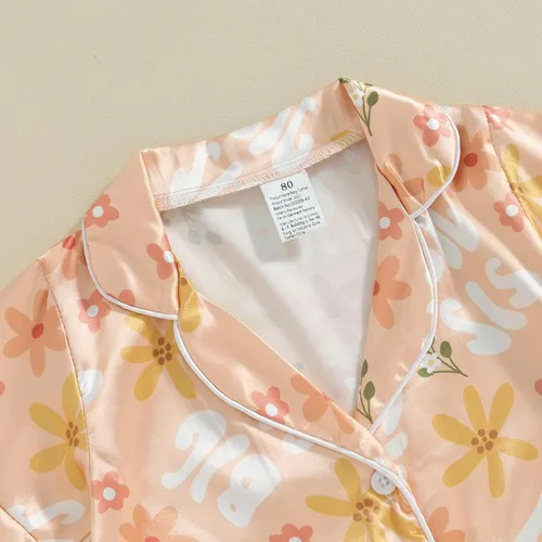 Vista 82 de Conjunto de pijama de manga larga con botones para niña pequeña, conjunto de ropa de dormir