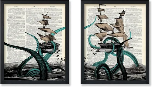 Vista 75 de Poster Master Póster de pulpo para parejas, póster de diccionario, arte Kraken, regalo romántico para él, ella, amantes, decoración náutica