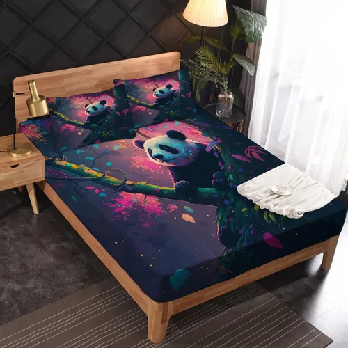 Vista 38 de Juego de sábanas de tamaño King, sábanas de conejo, sábanas de microfibra y fundas de almohada de 4 piezas, juego de sábanas con estampado colorido