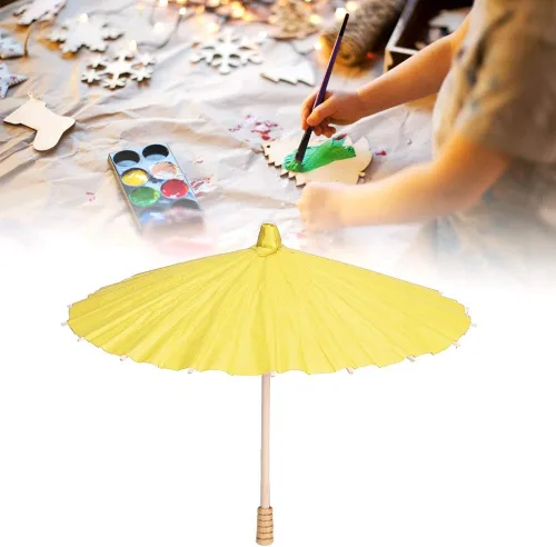 Vista 2 de Paraguas para garabatos, mango de madera, mini paraguas de papel, respetuoso con el medio ambiente, resistente a desgarros, para pintura