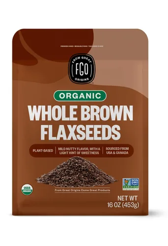 Vista 8 de FGO Harina de linaza dorada orgánica molida, 1 libra/16 onzas en polvo molido en frío en bolsa resellable, para hornear y batidos, cultivada