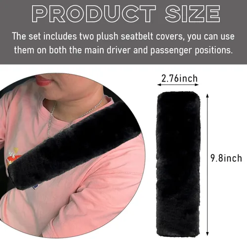Vista 2 de 2 piezas de almohadillas para el hombro del cinturón de seguridad, suaves y esponjosas, cubiertas para la correa del cinturón de seguridad, cómoda