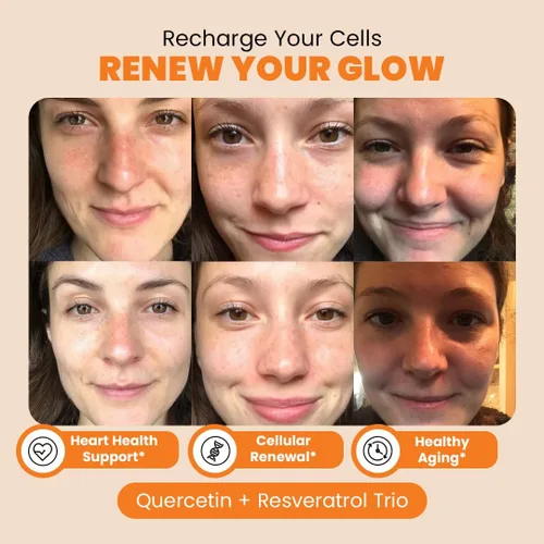 Vista 3 de Energía celular y apoyo antienvejecimiento para mujeres - Resveratrol + Quercetina - Apoyo mitocondrial, refuerzo de vitalidad y metabolismo - Apoya