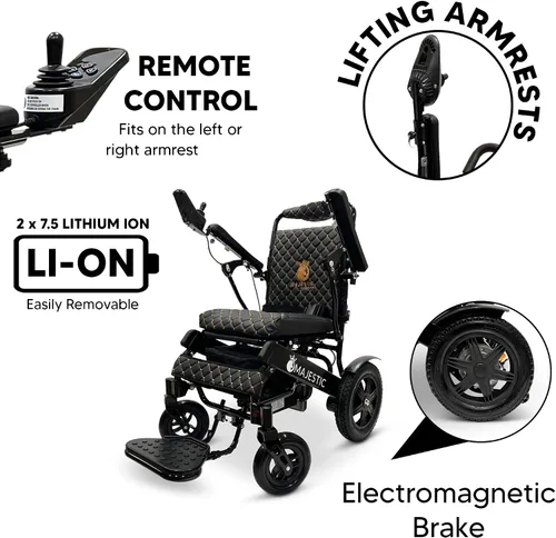 Vista 3 de Majestic - Sillas de ruedas eléctricas para adultos, capacidad de 330 libras, alcance de hasta 19 millas, asiento de 20 pulgadas de ancho, silla