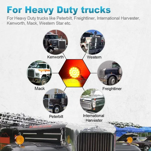 Vista 6 de Partsam Luces de pedestal LED redondas rojas y ámbar de doble cara con reflectores 42 LED impermeables, para camión, remolque, SUV, RV, soporte