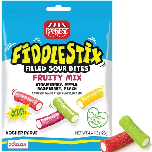 Vista 4 de DOUzzle Kosher, Fiddlestix - Caramelo de regaliz masticable Oh-So-Strawberry (4.4 onzas, 3 unidades) sin sabores ni colores artificiales, sin OMG
