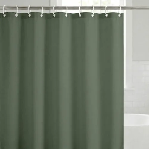 Vista 10 de Americanflat 71x74 Cortina de Ducha Sólida Negra - Cortina de Ducha Larga Resistente al Agua con Ojales de Metal Duraderos y 12 Ganchos - 100%