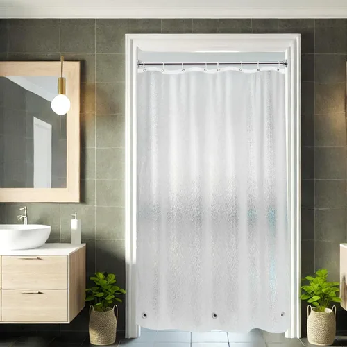 Vista 10 de AooHome Eva - Forro de ducha pequeño de 36 x 72 pulgadas, cortina de baño transparente de calibre 8 con ganchos, imanes inferiores, impermeable