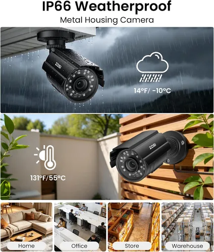 Vista 3 de ZOSI - Sistema de cámara de seguridad para el hogar de 8 canales 3K Lite para interiores y exteriores, detección AI de personas/vehículos, visión