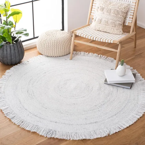 Vista 10 de SAFAVIEH Colección trenzada BRD275Z - Alfombra redonda de 4 pies, color negro/marfil, hecha a mano para entrada, vestíbulo, sala de estar