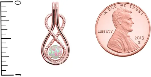Vista 2 de Collar con colgante de oro rosa de 14 quilates con piedra de nacimiento de octubre de la cuerda