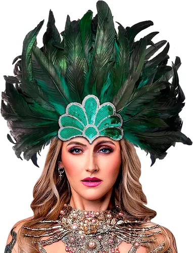 Vista 15 de HOMELEX Tocado de plumas negras para mujer, accesorios de carnaval caribeño
