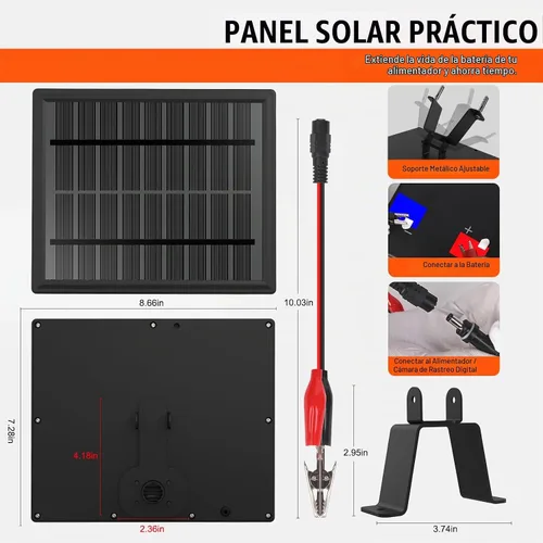 Vista 3 de Panel solar 6V para alimentador de ciervos, cargador de batería solar 4.5W