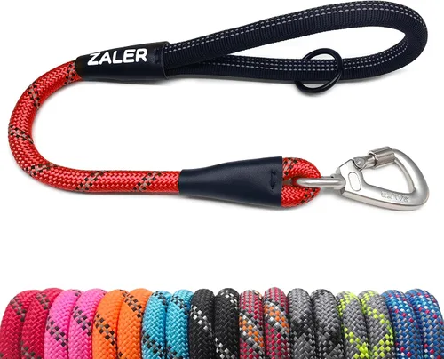 Vista 13 de ZALER Correa corta para perro, correa de tráfico de cuerda de 18 pulgadas para perros, correa reflectante con junta tórica, correa resistente